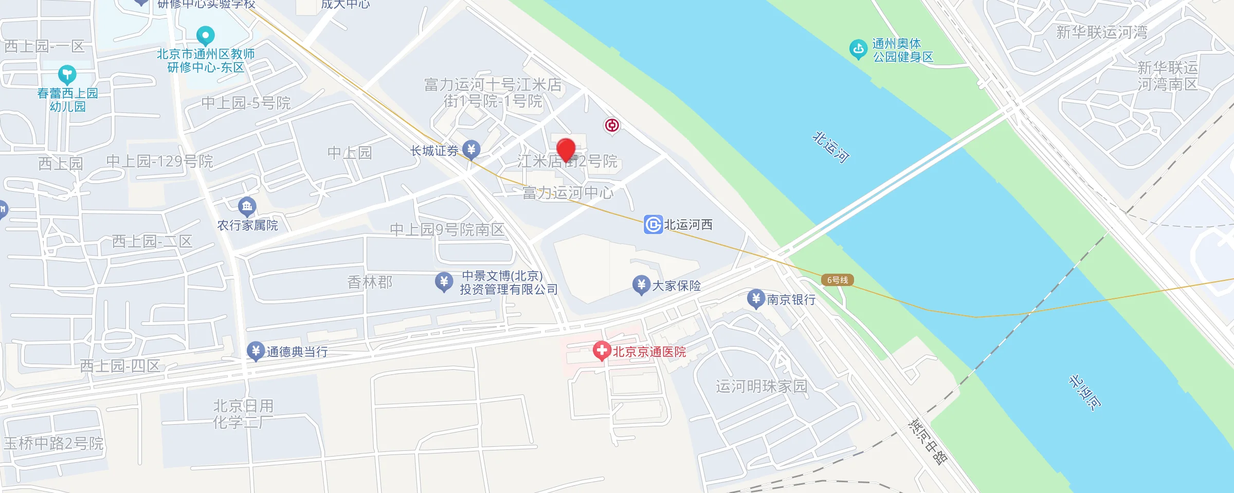北京诚立会计（集团）有限公司办公地点区位示意图：北京市通州区富力中心，邻近地铁 6 号线北运河西站